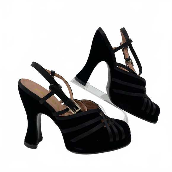 Prada Shoes - Prada Black Velvet Platform Strappy Heels | EU 36 / 5 US